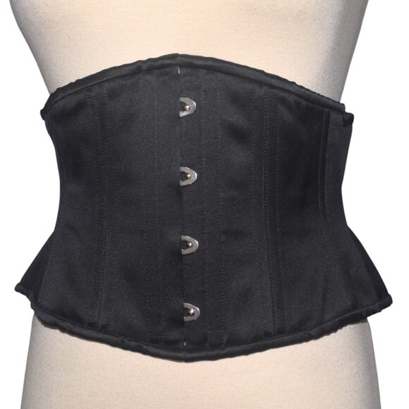 What Katie Did Black Satin Waist Cincher Corset Steel Boned 28 L - Picture 9 of 9
